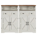 Farmhouse Storage Cabinet with Drawers, Small Kitchen Pantry Cabinet, White