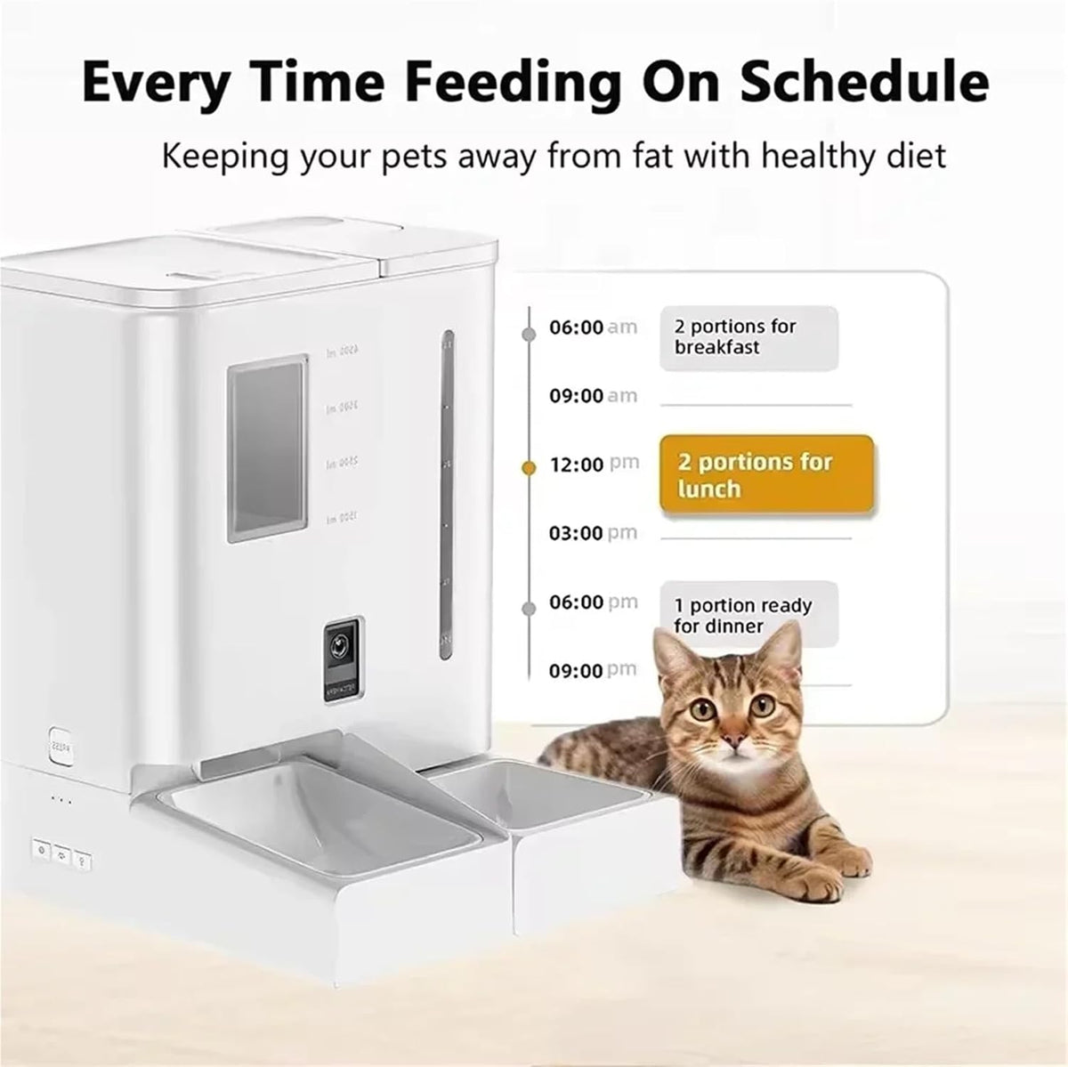 2-in-1 Pet Feeder Water Fountain with Camera