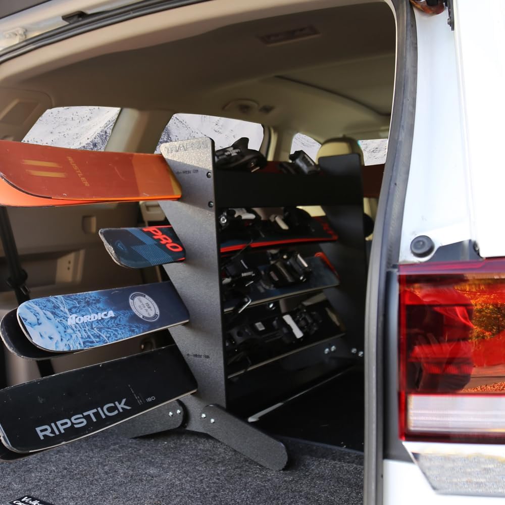 TRAPSKI Tower with Security Strap | Internal Ski Mobile Rack Holder Organizer Carrier for SUVs, Vans, Minivans, Crossovers, Hatchbacks | Marine Grade HDPE Plastic | Made in The USA