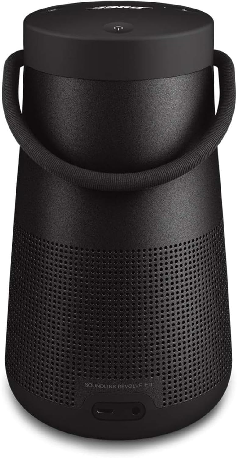 Bose SoundLink Revolve+ (Series II) Bluetooth Speaker, Portable Speaker with Microphone, Wireless and Water Resistant with 360 Degree Sound, Long Lasting Battery and Handle, Black
