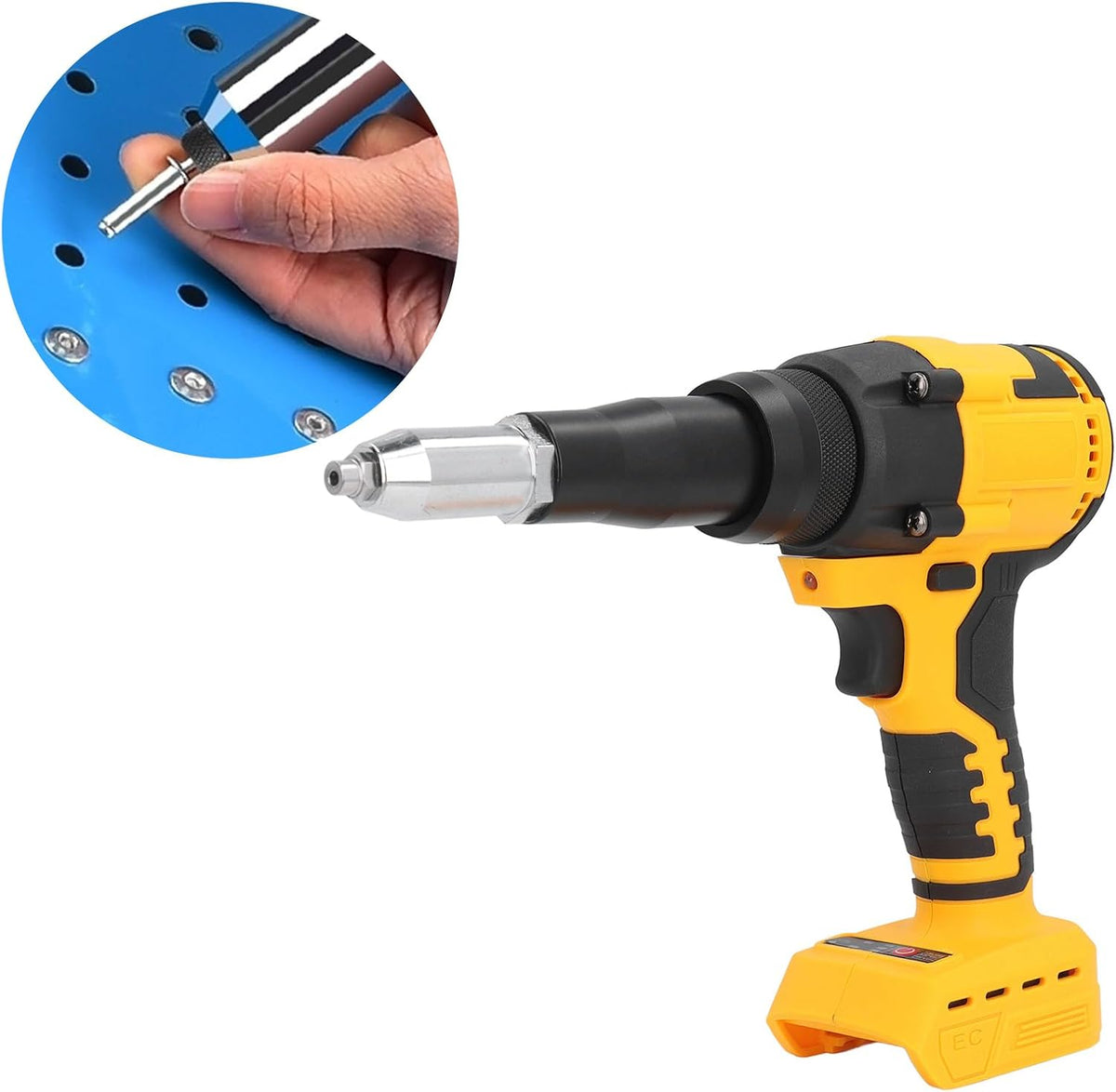 Cordless Rivet Gun, 3.2‑4.8mm Brushless Portable Electric Rivet Tool, Automatic Blind Riveter Nut Gun Tool Professional Rivet Tool for Office Building Not Included Battery