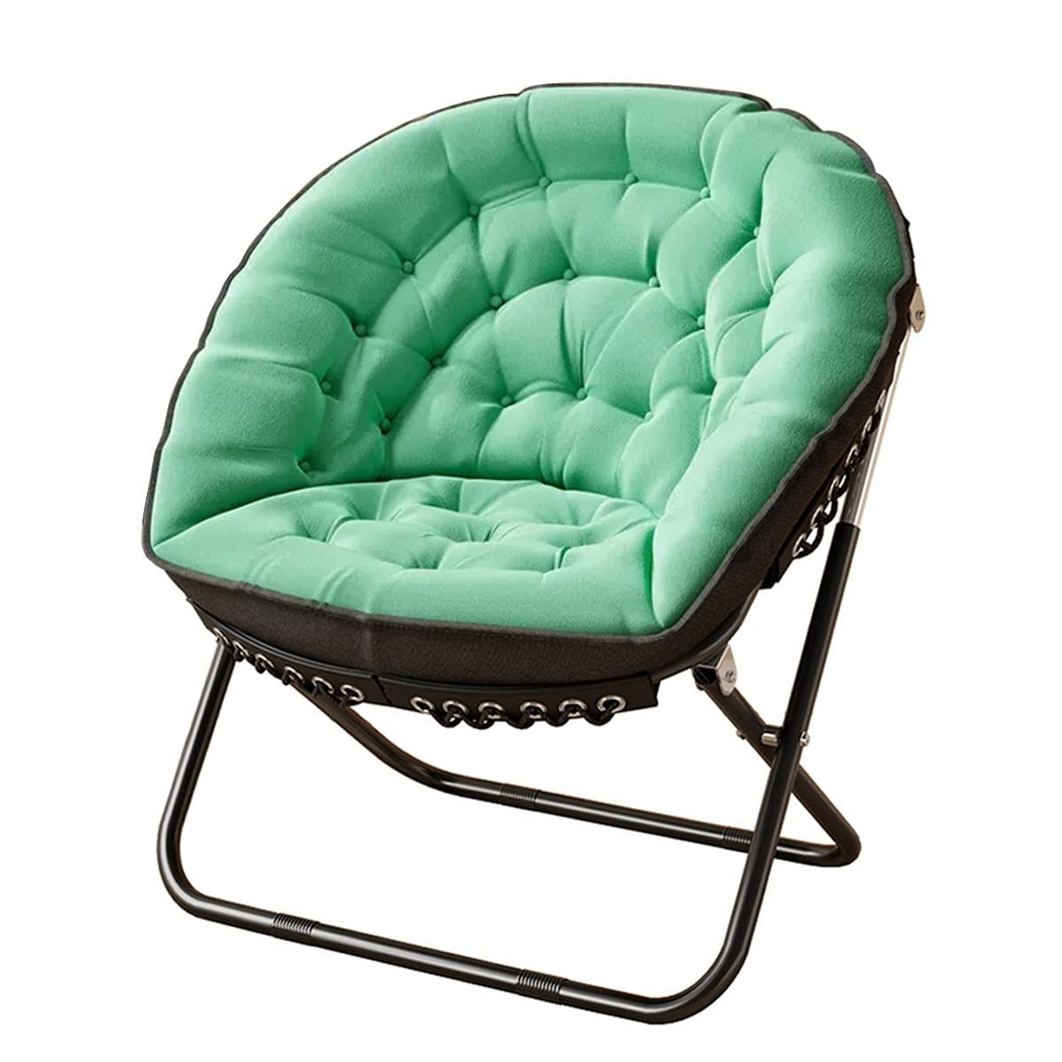 YCKEGEW Folding Papasan Chair Oversized Saucer Chair Indoor Accent Chair for Living Room,Lounge Chairs with Carbon Steel Frame,Lazy Sofa Office Chair for Home (Color : Green)