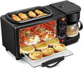 3 in 1 Breakfast Station with Coffee Maker, 1250W Electric Breakfast Maker 9L Non Stick Bread Toaster Oven with Frying Pan, Multi-Function Sandwich Maker Griddle Machine for Egg Bacon Sausages
