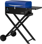 ONLYFIRE GRILLS BBQ Wood Pellet Grill Smoker with Foldable Cart, Blue GS342