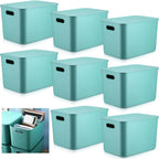 Hoolerry 8 Pieces Storage Bins, 14.2 x 10.2 x 9.5 Inch, Black
