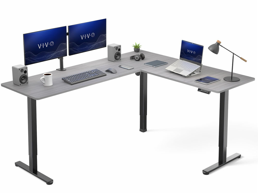 VIVO Black 63 x 55 in Corner Standing Desk, DESK-E3CTB