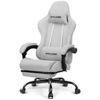 GTPLAYER Gaming Chair, Computer Chair with Footrest and Lumbar Support, Height Adjustable Game Chair with 360°-Swivel Seat and Headrest and for Office or Gaming (Pearl White)