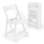 VINGLI Resin Folding Chairs with Cushion, Foldable Plastic Chair with Comfortable Padded Seats, Perfect for Event Party Indoor Outdoor, White, 8 PC