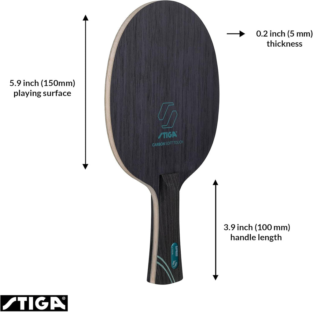STIGA Carbon Soft Touch Table Tennis Paddle, Lightweight Carbon Fiber & Balsa Wood Blade for Speed, Control & Offensive Play