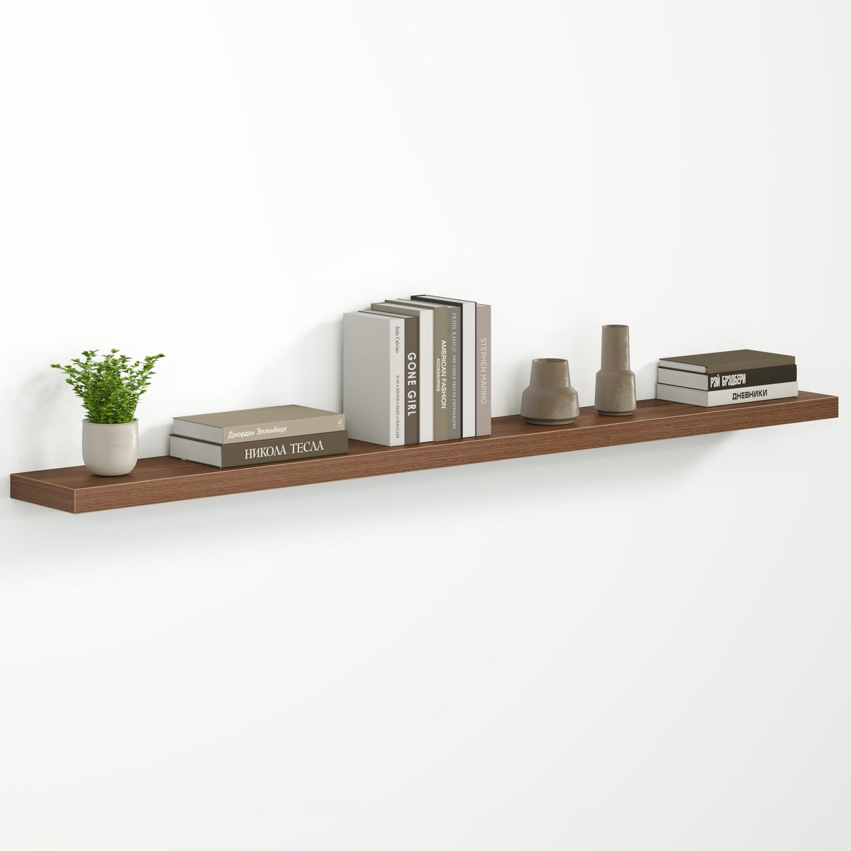 Fun Memories Floating Shelves - 2 Pack 12 Inch Rustic Wooden Wall Shelves - Extra Deeper & Thicker Wall Mounted Storage Shelf for Living Room, Kitchen, Farmhouse - 36" W x 12" D x 1.8" H - Brown