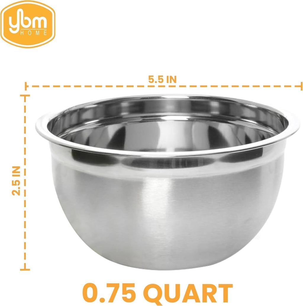 YBM HOME Heavy Duty Professional Stainless Steel Mixing Bowl – Commercial Grade Deep Prep & Serving Bowl for Baking, Cooking, Dough Mixing & Food Prep, Dishwasher Safe, 0.75 Quarts