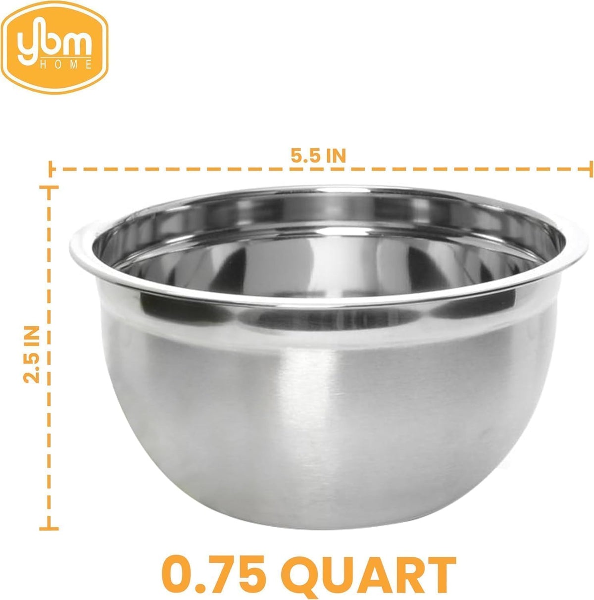 YBM HOME Heavy Duty Professional Stainless Steel Mixing Bowl – Commercial Grade Deep Prep & Serving Bowl for Baking, Cooking, Dough Mixing & Food Prep, Dishwasher Safe, 0.75 Quarts