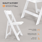 VINGLI Resin Folding Chairs with Cushion, Foldable Plastic Chair with Comfortable Padded Seats, Perfect for Event Party Indoor Outdoor, White, 8 PC