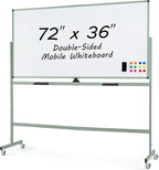 Goplus Rolling Whiteboard, 72" x 36" Large Double-Sided Dry Erase Board