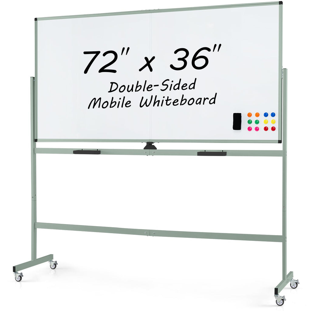 Goplus Rolling Whiteboard, 72" x 36" Large Double-Sided Dry Erase Board