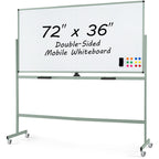 Goplus Rolling Whiteboard, 72" x 36" Large Double-Sided Dry Erase Board