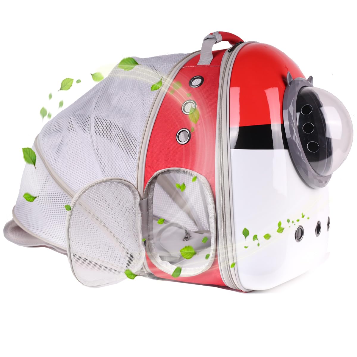 Expandable Cat Carrier Backpack with Catnip Toys, Backpack for Cats Kitten Small Puppy, Airline Approved Cat Bubble Backpack, Space Capsule Astronaut Carrier… (RED BP&Toy, Back Extension)