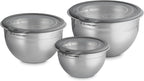 Le Creuset Stainless Steel Mixing Bowls with Glass Lids, Set of 3