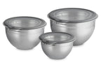 Le Creuset Stainless Steel Mixing Bowls with Glass Lids, Set of 3