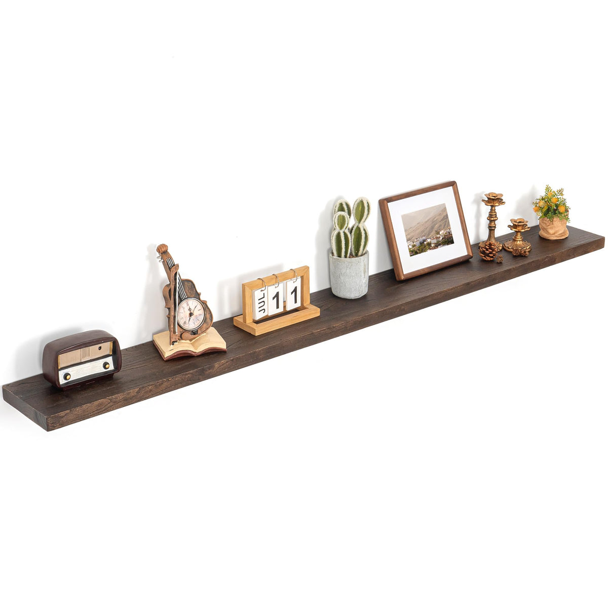 Floating Shelves for Wall, Solid Elm Wood Shelves, 24in Set of 2, Natural