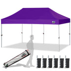 Eurmax USA 10x10ft Pop Up Canopy,Commercial Instant Tent for Outdoor Events,Patented No-Tip Rolling Storage Bag with 4 Sandbags,UV & Water Resistant,Heavy Duty Portable Shelter Gazebo,White