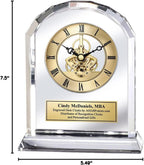 Diamond Cut Marquee Crystal Engrave Gear Clock Employee Service Gift