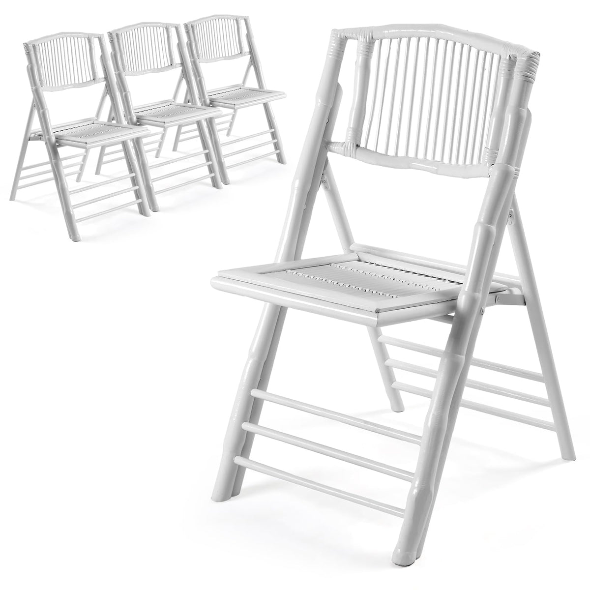 VINGLI Bamboo Folding Chair, Foldable Dining Wood Chairs Comfortable Seat for Outdoor & Indoor, Patio, Porch, Wedding, Party, Event,Brown (2 Pack)