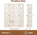 4 Panel Photo Room Divider, Folding Privacy Screen Decorative, White
