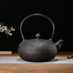 Cast Iron Teapot, Stovetop Safe Tea Kettle With handle, Asian Style Handmade Tea Pot For Home Camping Outdoor Use(1.2L, BlackB)