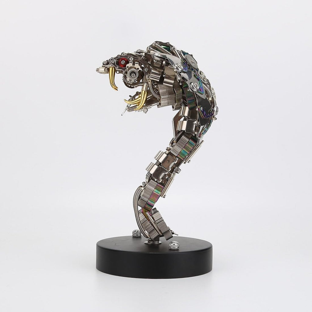 3D Metal Puzzle Half-Body Serpent Model Kit, 400PCS DIY Assemble Steampunk Bio-Mechanical Half-Body Serpent with LED Lights, Creative Handcrafted Art Craft Desktop Display & Decoration for Adults