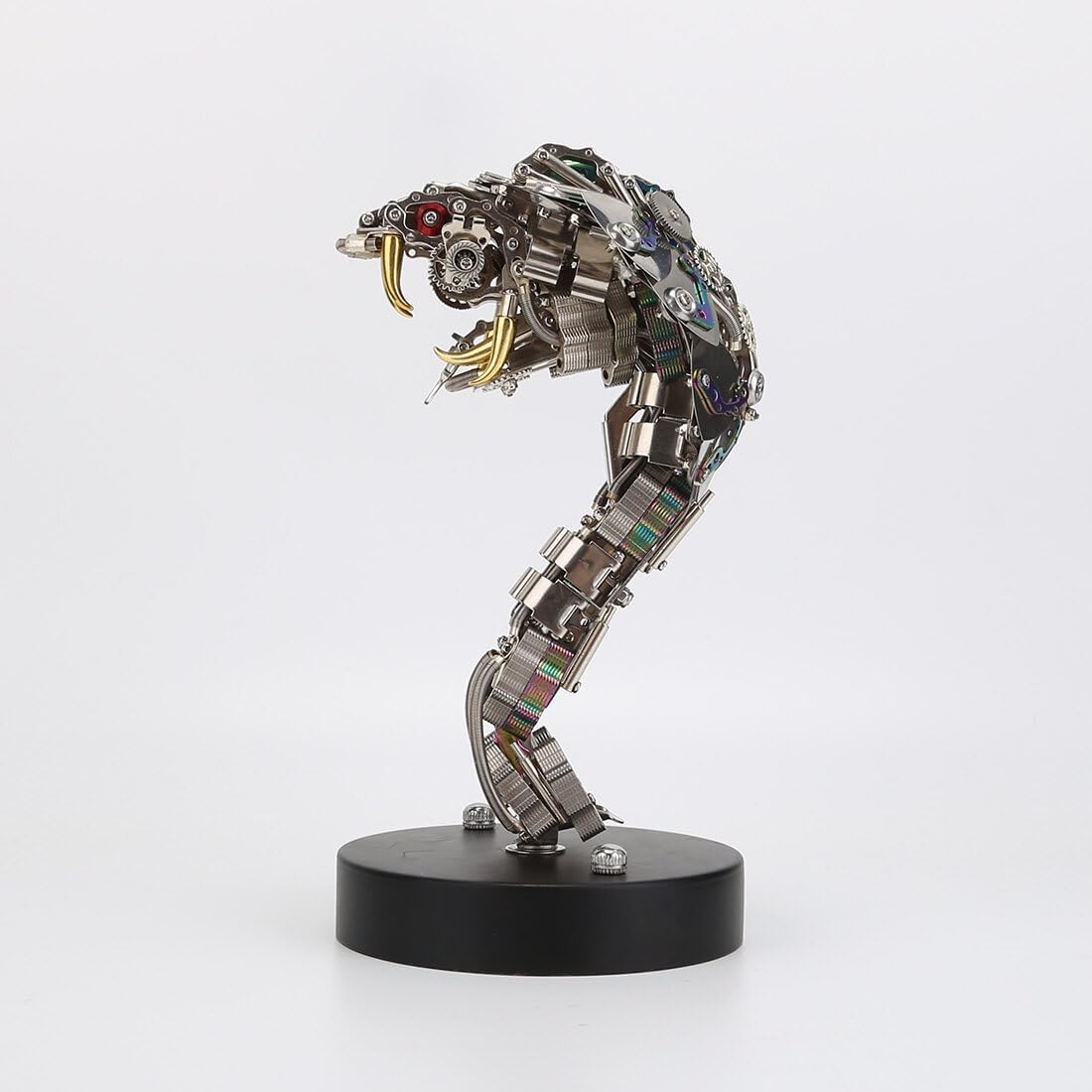 3D Metal Puzzle Half-Body Serpent Model Kit, 400PCS DIY Assemble Steampunk Bio-Mechanical Half-Body Serpent with LED Lights, Creative Handcrafted Art Craft Desktop Display & Decoration for Adults