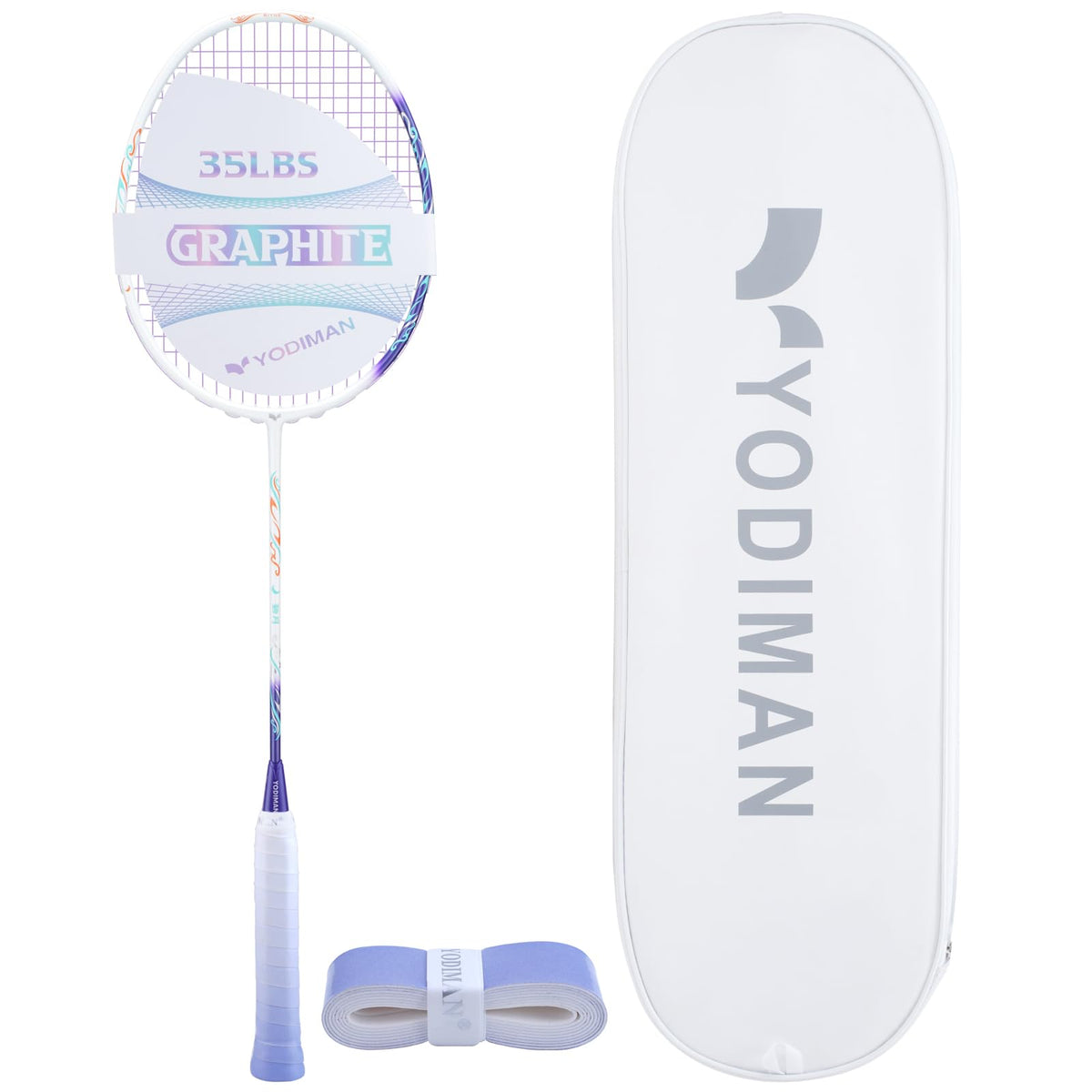 YODIMAN Badminton Racket Pro Ultra-Light Carbon Fiber Graphite M46X Professional Performance Badminton Racquet 4U 5U Head Heavy Frame Competition Grade with Overgrip
