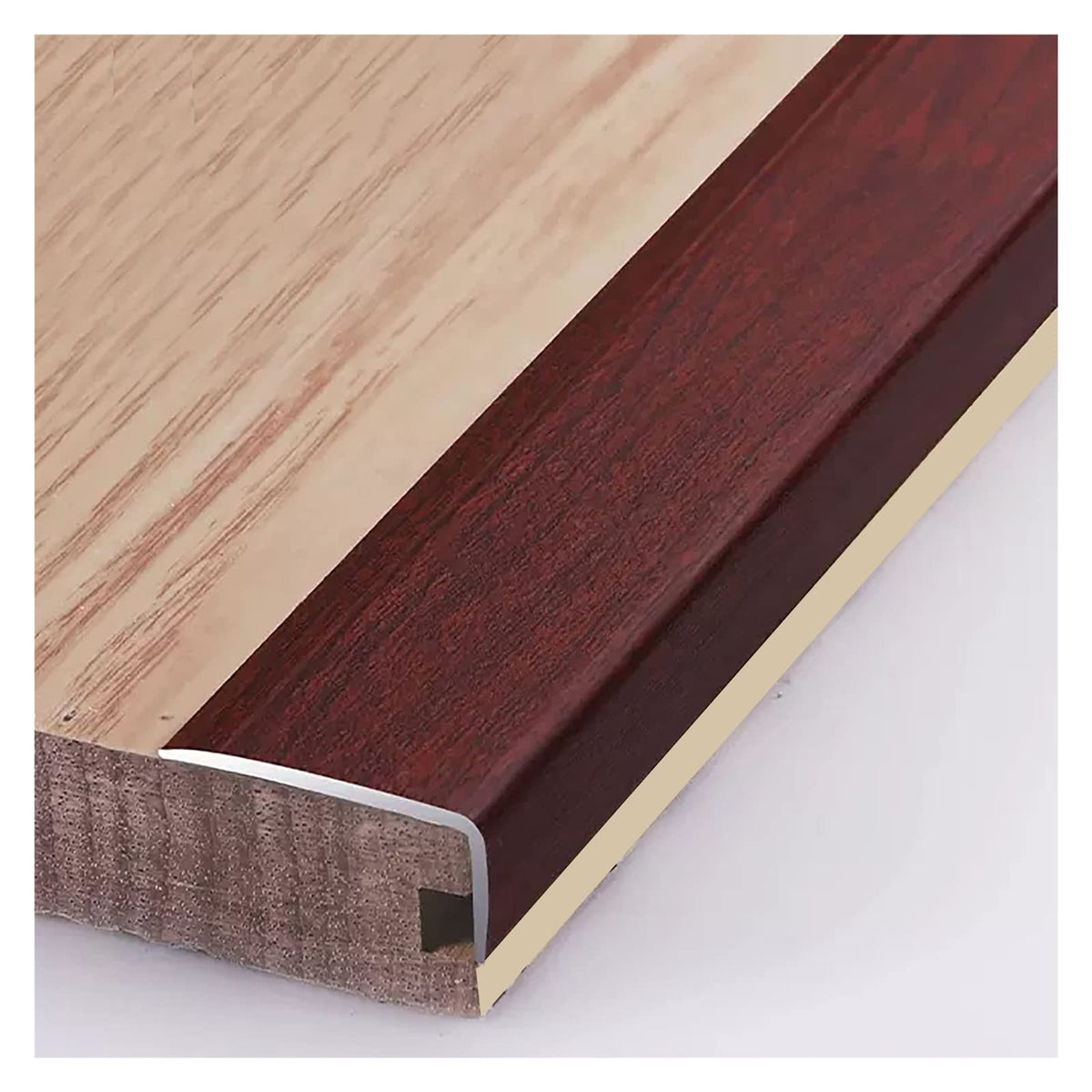 L Molding Metal Stair Steps Corner Trim Window Sill Edge Protectors, Wood Grain Finish Floor Transition Strip for Wooden Flooring/Laminate Floor (#4 60in/152cm)
