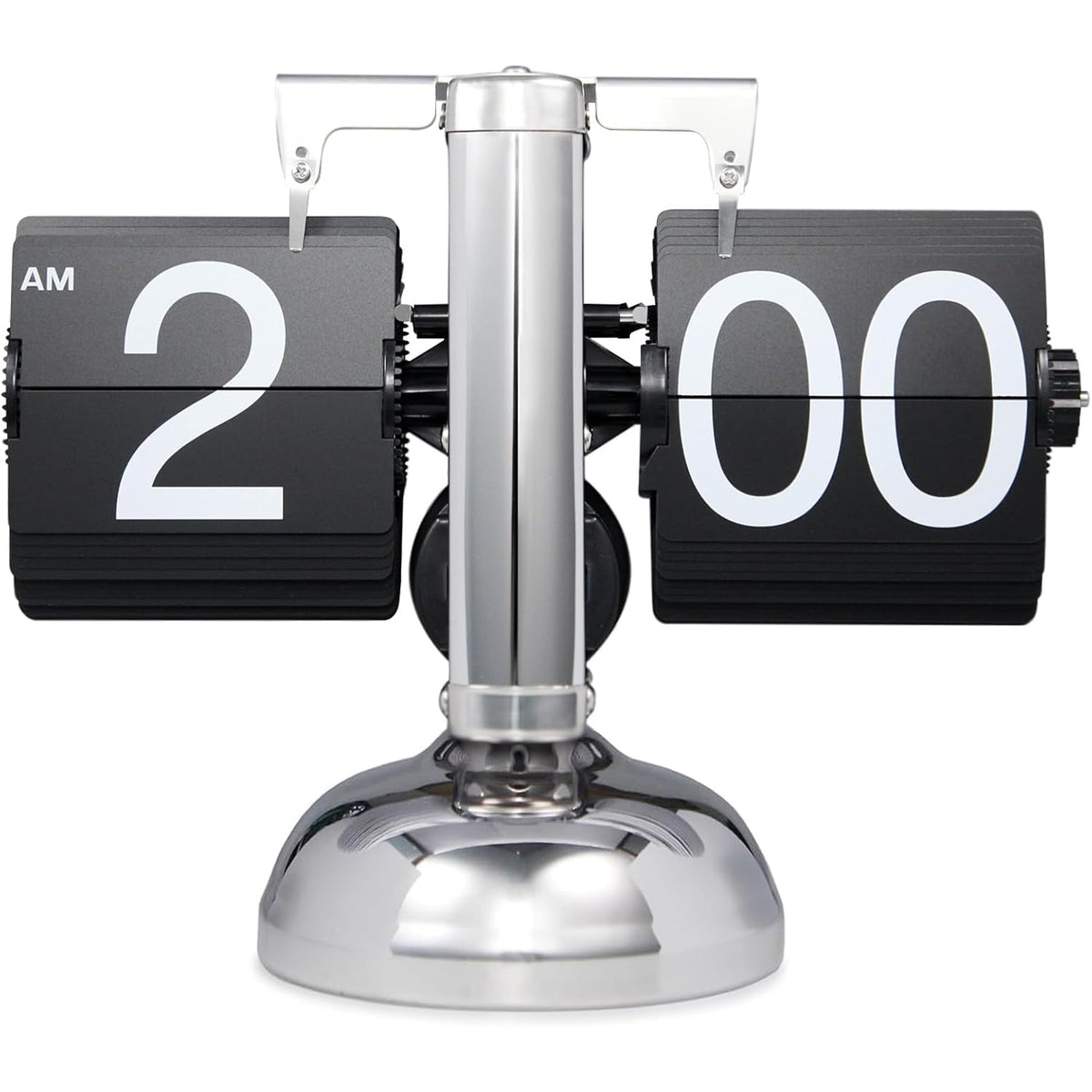 Modern Industrial Gear Desk Clock, 10.6-Inch Silver Metal, Decorative Mechanical Design with Moving Gears, for Living Room and Office Decor (Silver Gear Rotating Clock)