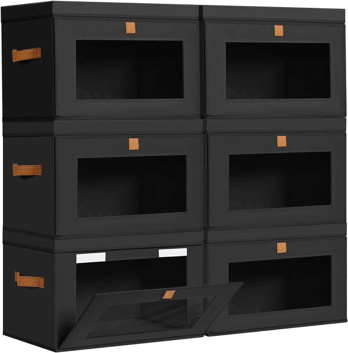 DIMJ Storage Bins with Lids - 8 Pack Large Fabric Closet Organizer with Window & Handles, Collapsible Decorative Storage Boxes for Shelves Under Bed, Books Clothes Blankets Sweaters Organization