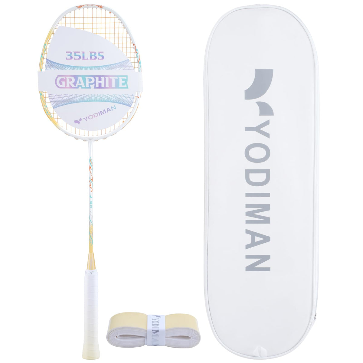 YODIMAN Badminton Racket Pro Ultra-Light Carbon Fiber Graphite M46X Professional Performance Badminton Racquet 4U 5U Head Heavy Frame Competition Grade with Overgrip