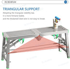 Generic Adjustable Work Platform Folding Scaffold Tower Ladder Stool - 800 lbs Load - Portable Multipurpose Work Bench - Carbon Steel Structure, 180*30