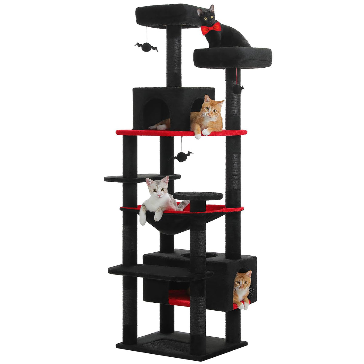PAWZ Road Flower Cat Tree 72" Cat Tower with Condos&Hammock for Large Cats