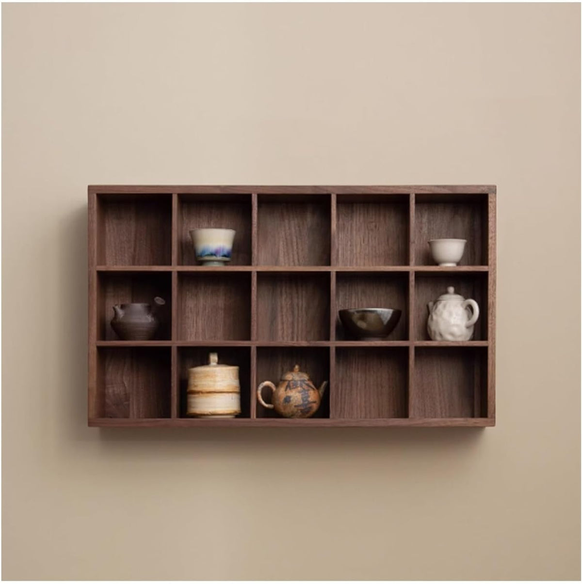 Wall Mounted Decor Display Case, Solid Wood Display Stand, Floating Storage Rack,for Collectible Figurines, Trinkets, Curios, Succulents