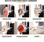 Electric Meat Grinder, Meat Mincer, Sausage Stuffer Maker, Food Grinder with Sausage, 3 Grinder Plates, Stainless Steel for Home Kitchen and Commercial Use