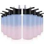 32 oz Insulated Water Bottle Bulk 8 Pack, Stainless Steel Sports Water Bottles with Straw Lid & Wide Mouth Lids, Double Walled Vacuum, Leak Proof, White