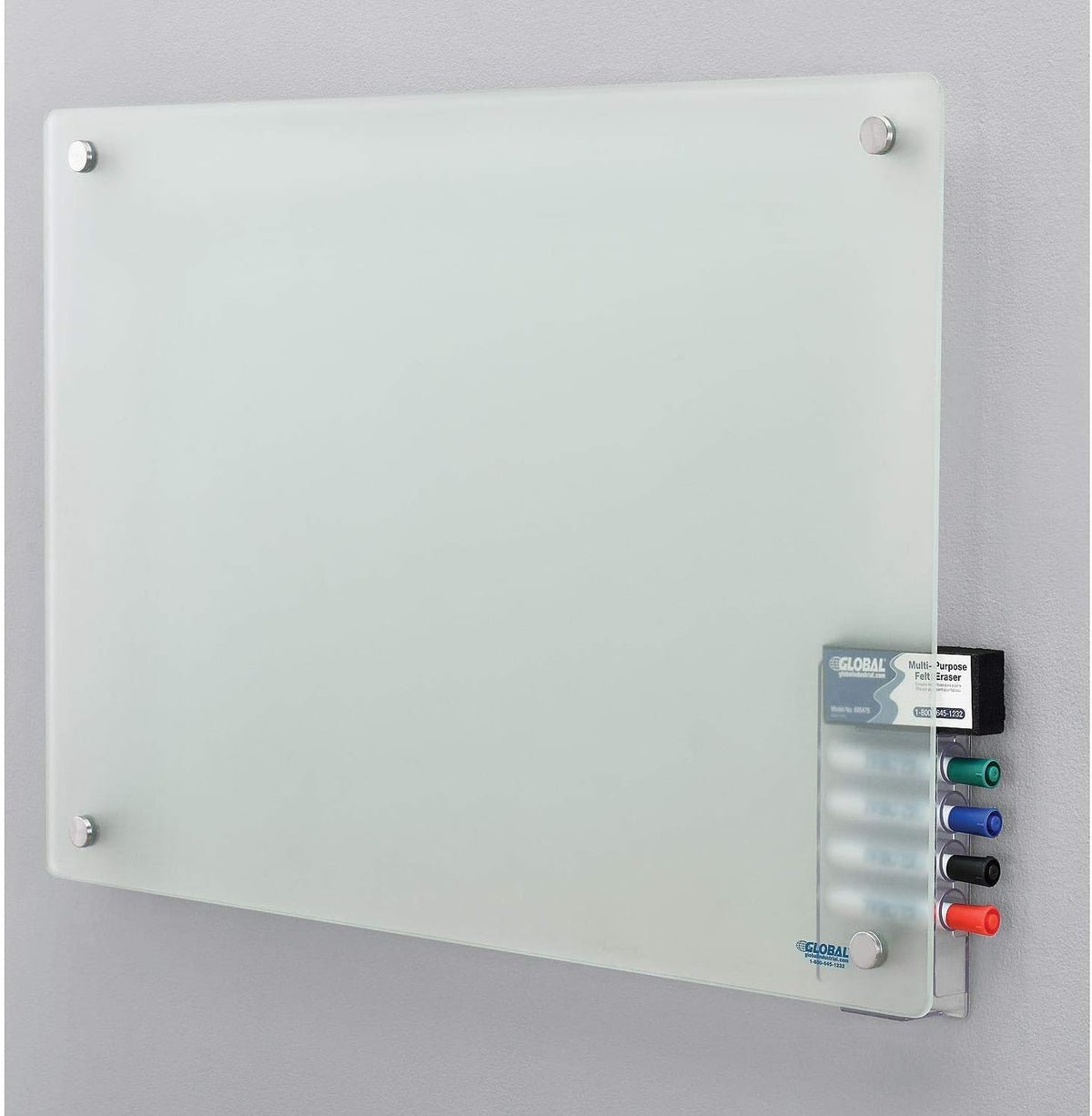 Global Industrial 36" W x 24" H Frosted Glass Dry Erase Board, Frameless