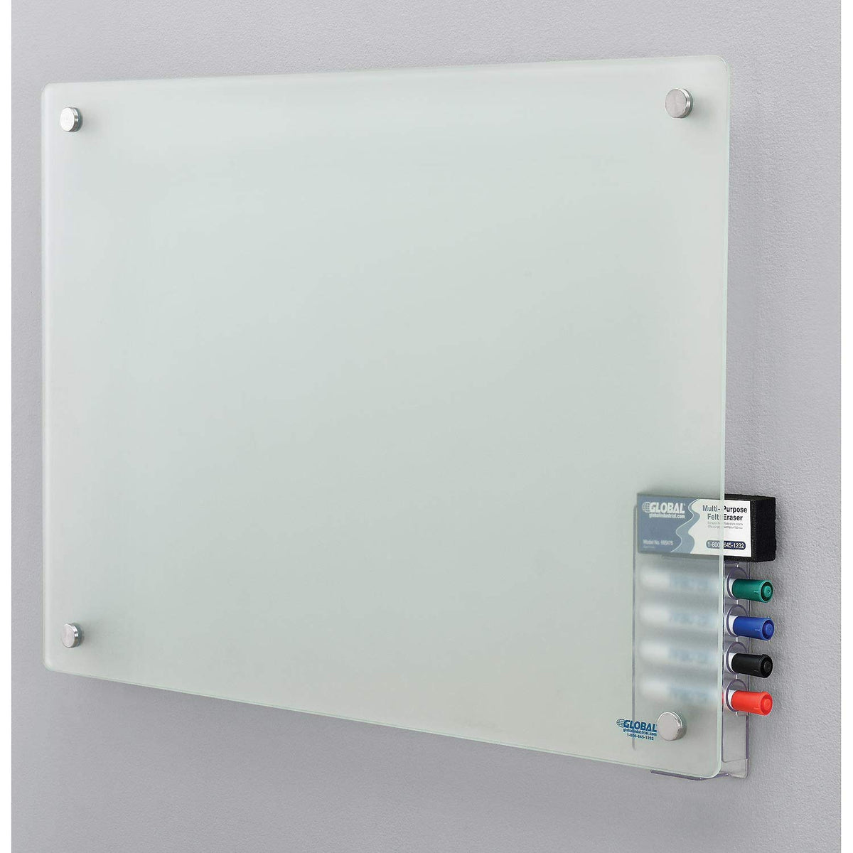 Global Industrial 36" W x 24" H Frosted Glass Dry Erase Board, Frameless