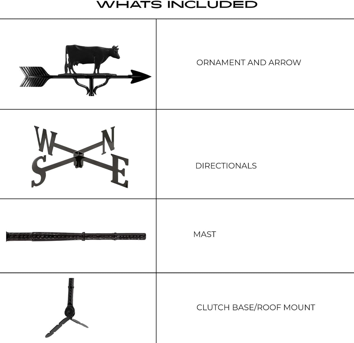 Montague Metal Products Aluminum Cow Roof Weathervane - Black