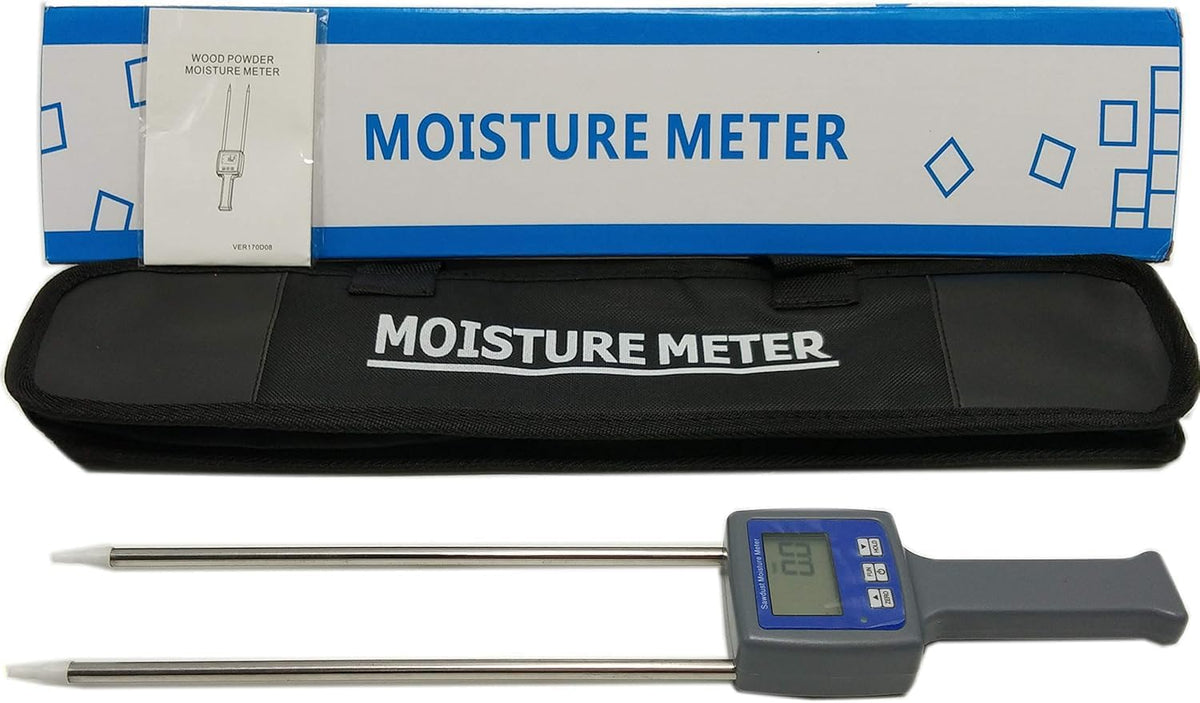 Wood Sawdust Powder Meter Hay Bale Bamboo Powder Moisture Fiber Tester with LCD Display Wood Sawdust Bamboo Powder Humidity Tester with Measuring Range 0 to 84 Percent