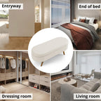 43.5" Ottoman with Storage, Storage Ottoman Bench with Safety Hinge, Bed End Bench, Upholstered Entryway Bench for Bedroom, Living Room & Window, Holds up to 330 lb, Beige