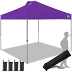 Eurmax USA 10x10ft Pop Up Canopy,Commercial Instant Tent for Outdoor Events,Patented No-Tip Rolling Storage Bag with 4 Sandbags,UV & Water Resistant,Heavy Duty Portable Shelter Gazebo,White