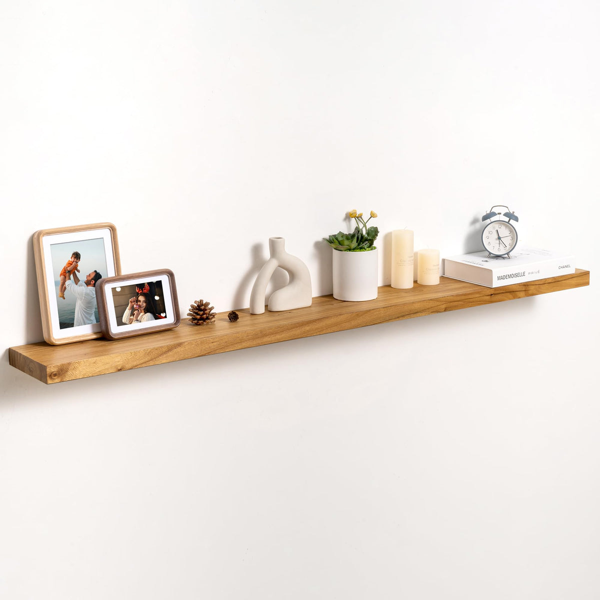 fuqing Live Edge Floating Shelves for Wall, 20 Inch Solid Elm Wood Shelves