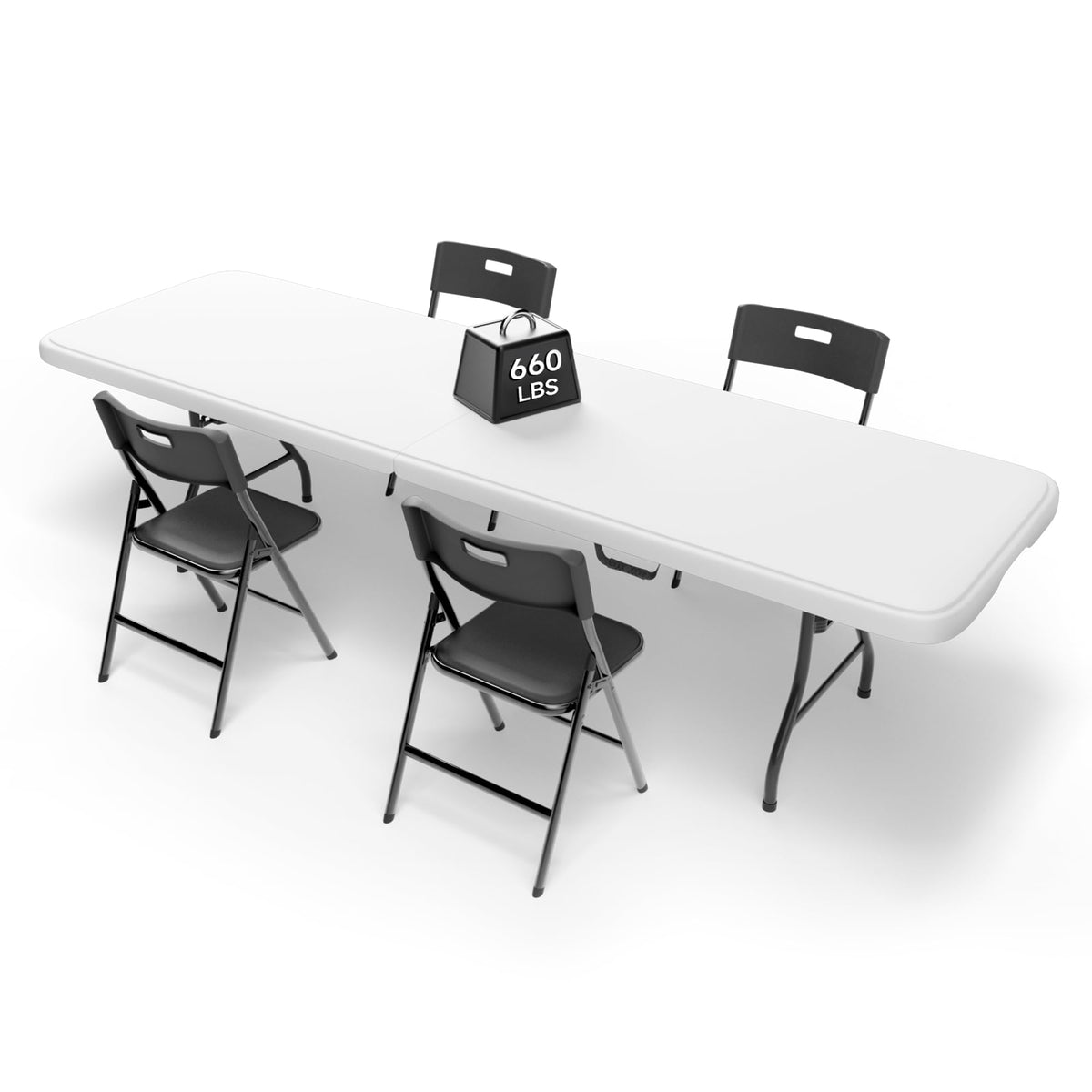 Portable 6-Piece Folding Table and Chairs Set – Heavy-Duty 6ft Camping & Party Furniture for Indoor/Outdoor Events (All-Weather, Black)