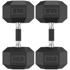 HANDBODE Hex Dumbbell Set of 2, Rubber Encased Fixed Dumbbells, 2.5-65 lb